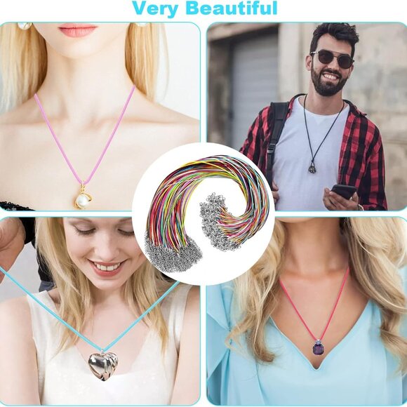 25 Leather Multi-Colored Necklace Cords with Adjustable Clasps - Picture 7 of 7